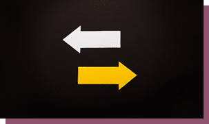 top view of directional arrows showing left and right isolated on black