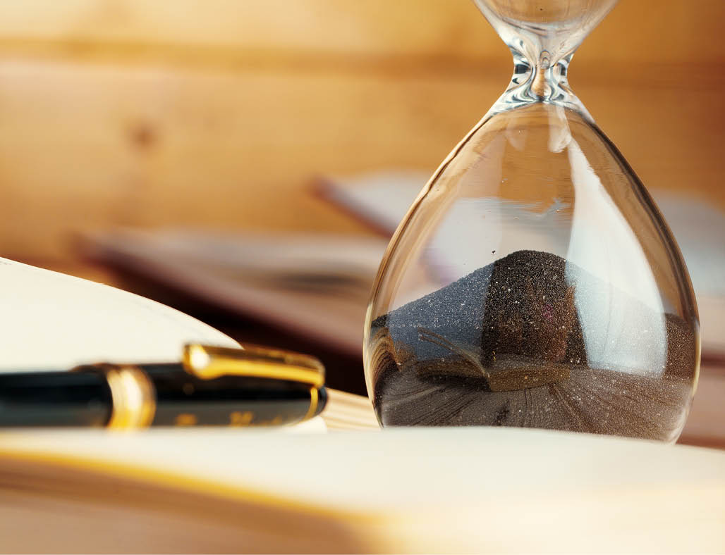 Sandglass clock close up on a table