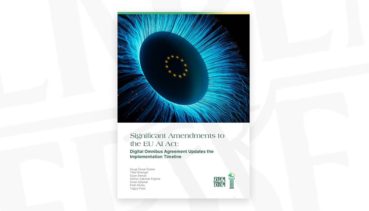 Capa de documento com t tulo sobre emendas significativas  lei de IA da UE e uma imagem abstrata azul que lembra um olho com estrelas amarelas no centro.  Yapay zeka taraf ndan olu turulan a  klama