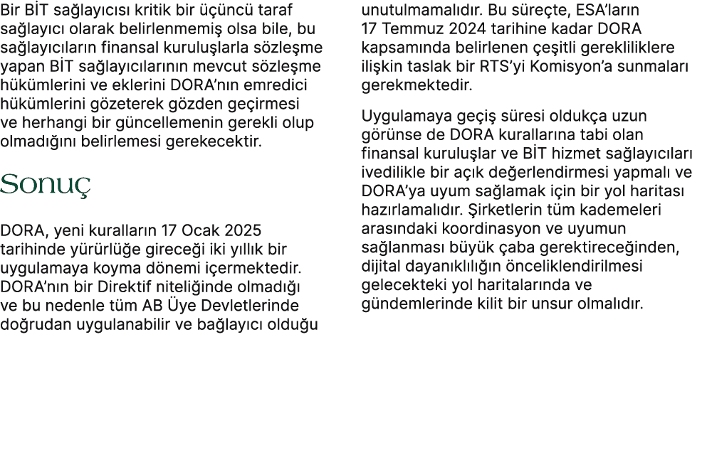 Bir B T sa lay c s kritik bir    nc  taraf sa lay c  olarak belirlenmemi  olsa bile, bu sa lay c lar n finansal kuru...