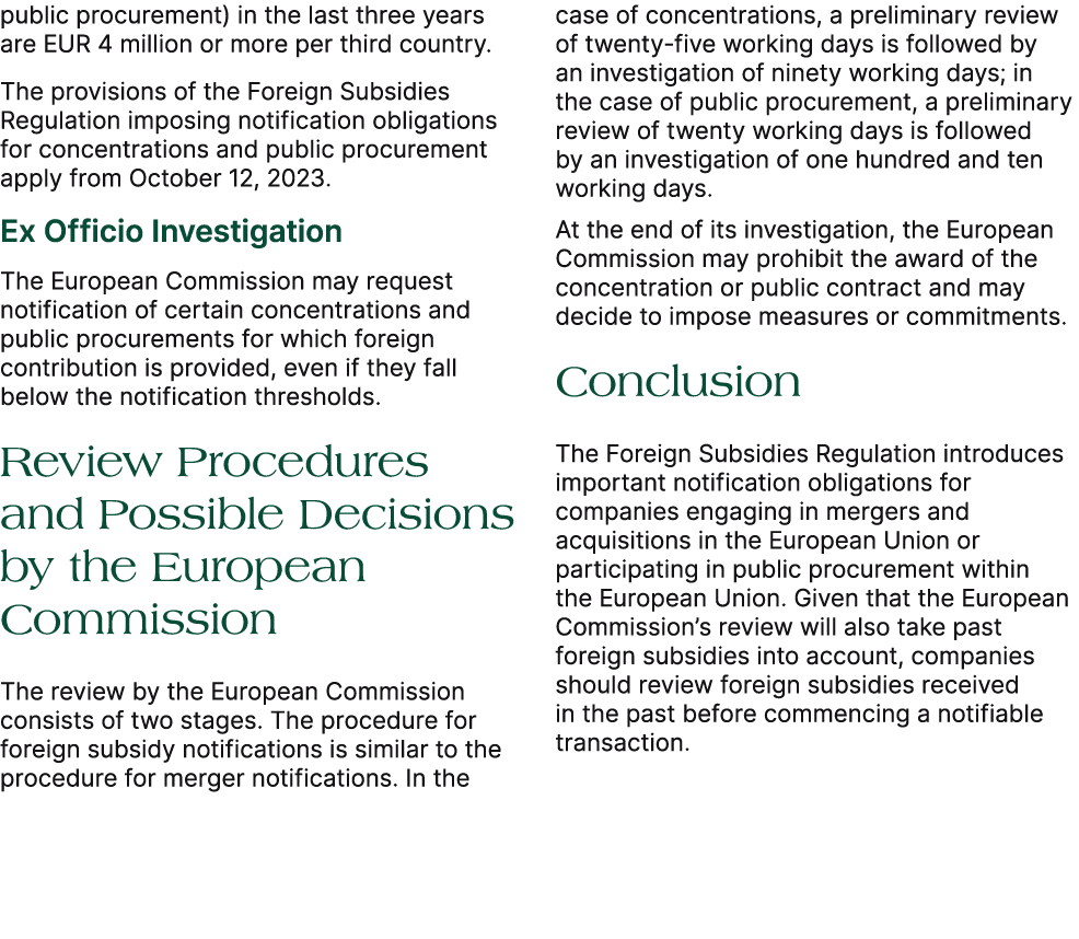 public procurement) in the last three years are EUR 4 million or more per third country. The provisions of the Foreig...