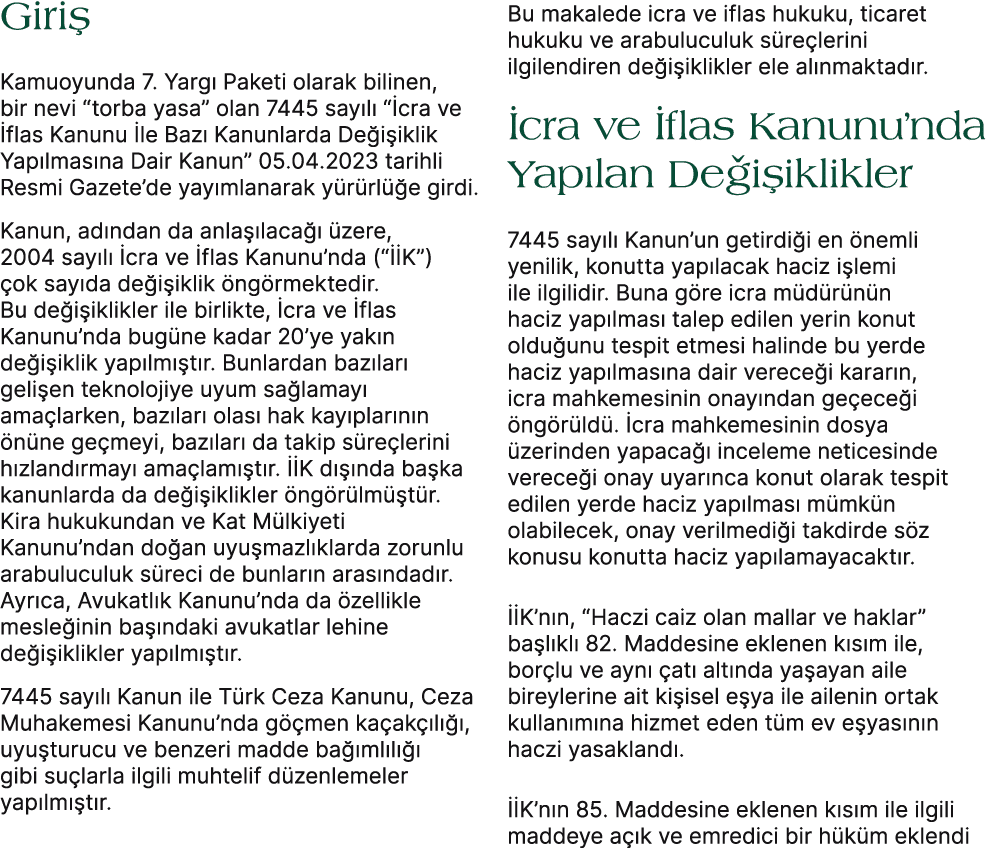Giri Kamuoyunda 7. Yarg  Paketi olarak bilinen, bir nevi “torba yasa” olan 7445 say l  “ cra ve  flas Kanunu  le Baz...