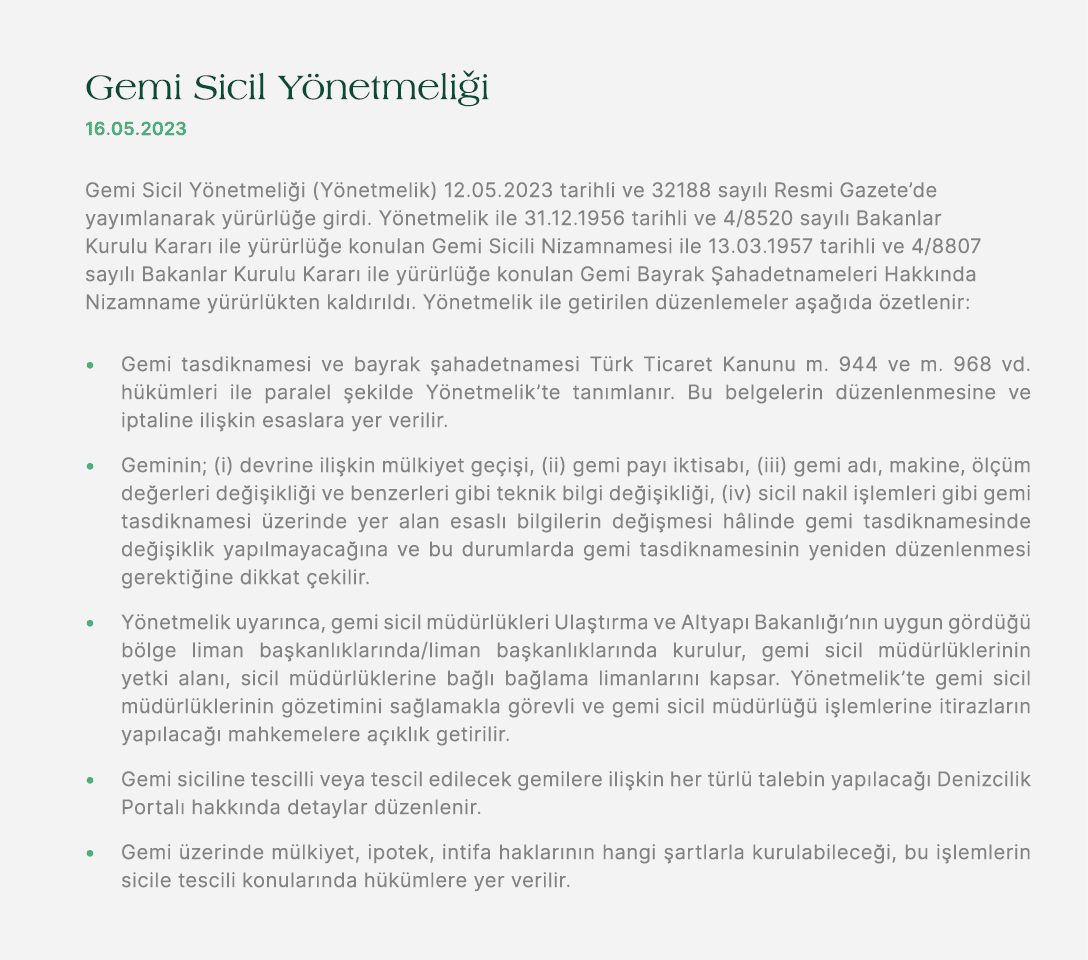 Gemi Sicil Y netmeli i 16.05.2023 Gemi Sicil Y netmeli i (Y netmelik) 12.05.2023 tarihli ve 32188 say l Resmi Gazete...