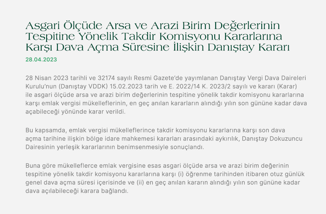 Asgari l  de Arsa ve Arazi Birim De erlerinin Tespitine Y nelik Takdir Komisyonu Kararlar na Kar   Dava A ma S resin...