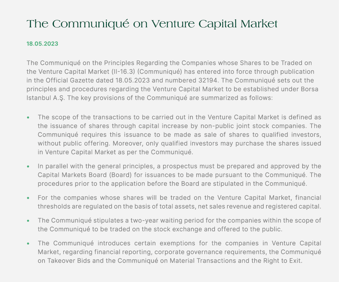 The Communiqu on Venture Capital Market 18.05.2023 The Communiqu  on the Principles Regarding the Companies whose Sh...