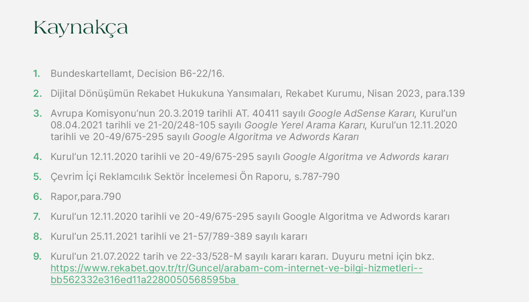 Kaynak a 1. Bundeskartellamt, Decision B6 22/16. 2. Dijital D n  m n Rekabet Hukukuna Yans malar , Rekabet Kurumu, N...