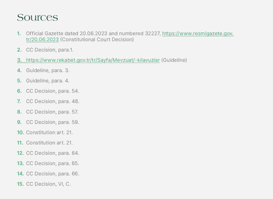 Sources 1. Official Gazette dated 20.06.2023 and numbered 32227, https://www.resmigazete.gov.tr/20.06.2023 (Constitut...