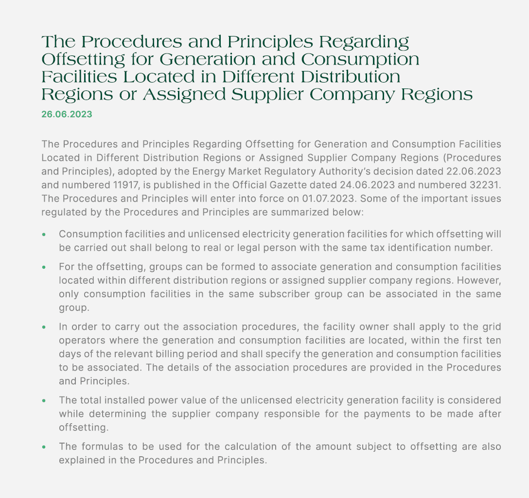 The Procedures and Principles Regarding Offsetting for Generation and Consumption Facilities Located in Different Dis...