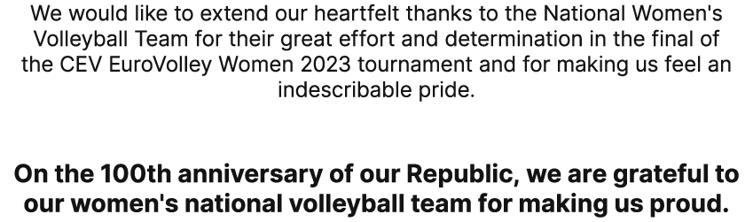 We would like to extend our heartfelt thanks to the National Women's Volleyball Team for their great effort and deter...