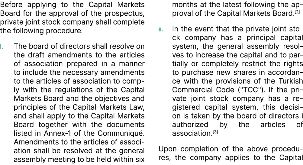 Before applying to the Capital Markets Board for the approval of the prospectus, private joint stock company shall co...