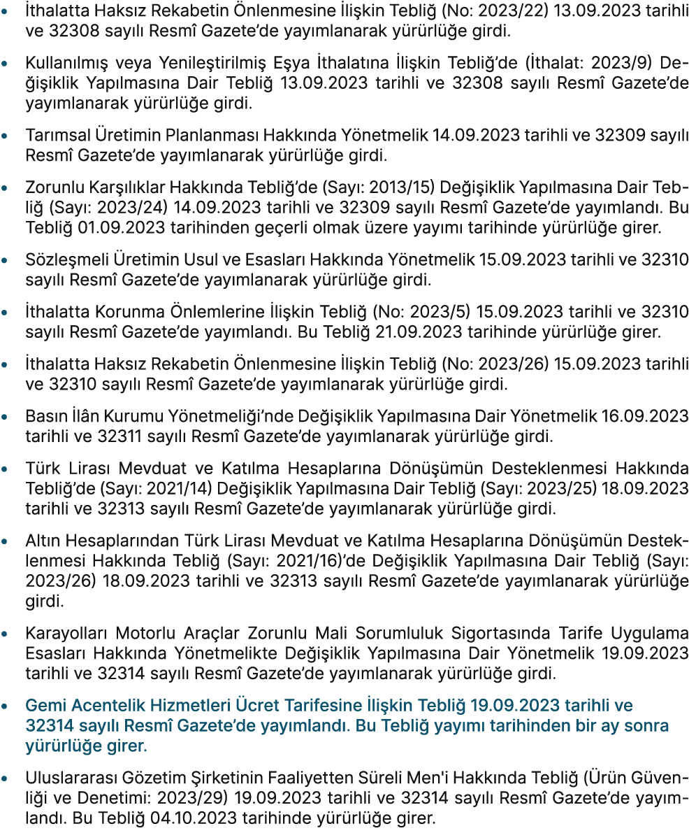 • thalatta Haks z Rekabetin  nlenmesine  li kin Tebli  (No: 2023/22) 13.09.2023 tarihli ve 32308 say l  Resm  Gazete...