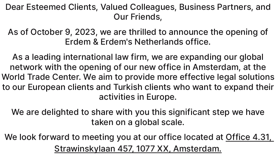Dear Esteemed Clients, Valued Colleagues, Business Partners, and Our Friends, As of October 9, 2023, we are thrilled ...